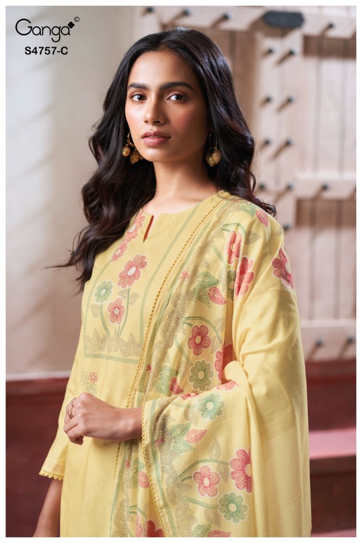 BUY GANGA SUITS ONLINE GANGA CIRELIA S4757 FABRIC DETAIL