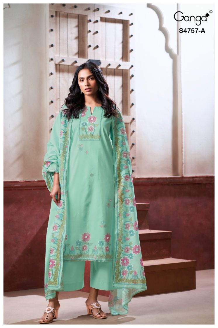 BUY GANGA SUITS ONLINE GANGA CIRELIA S4757 CLOSEUP IMAGE
