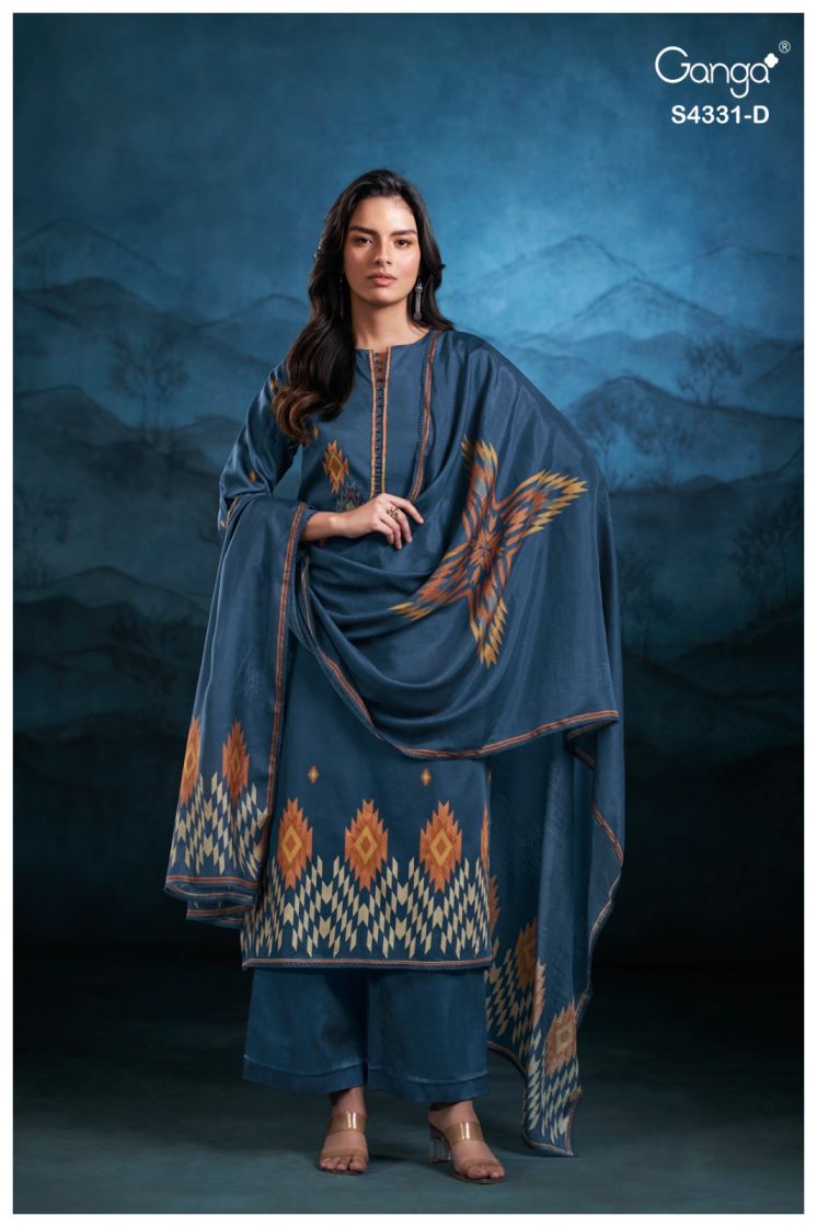 BUY GANGA SUITS WITH PRICE GANGA CRISA S4331 DUPATTA DESIGN