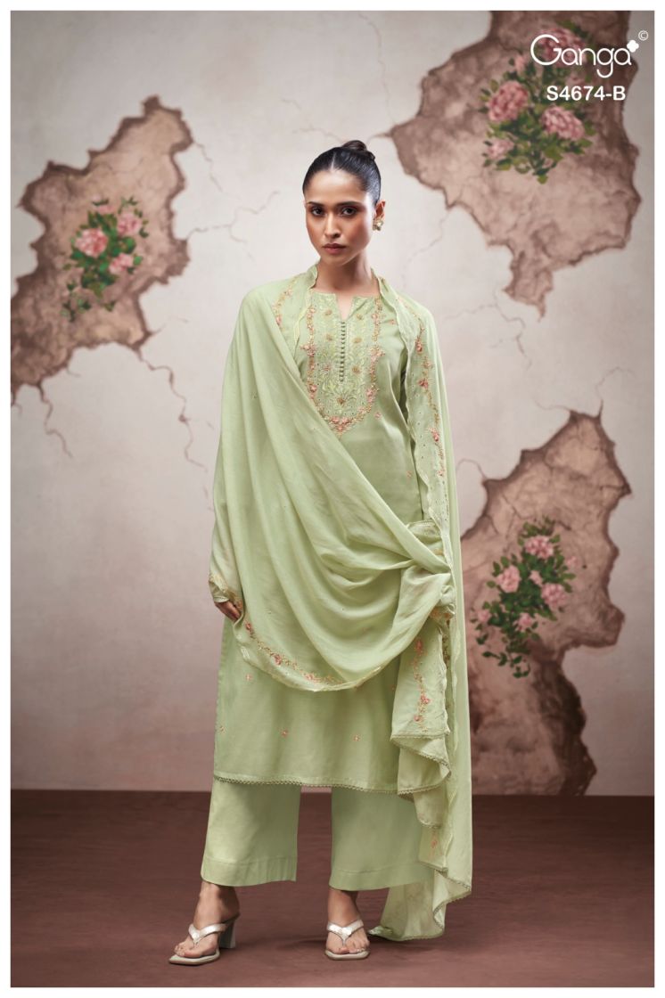 BUY GANGA SUITS GANGA DAIREL S4674 FULL SET
