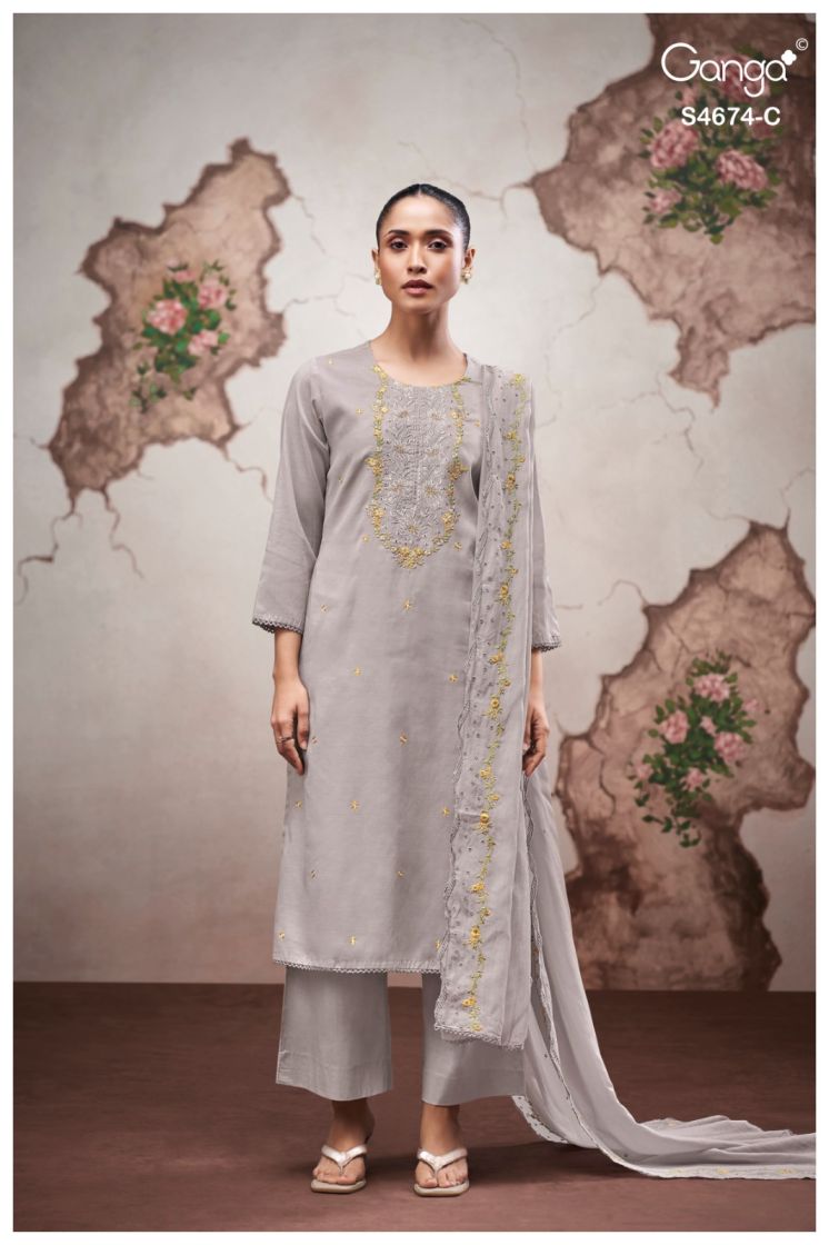 BUY GANGA SUITS GANGA DAIREL S4674 DUPATTA DESIGN