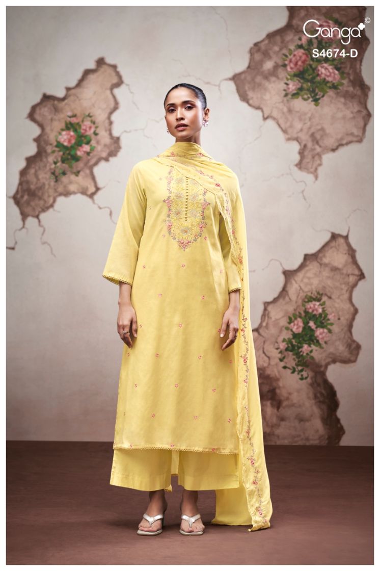 BUY GANGA SUITS GANGA DAIREL S4674 FABRIC DETAIL