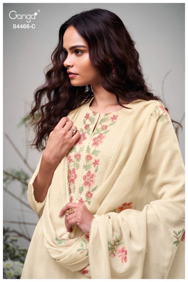 BUY GANGA SUITS ONLINE GANGA DIYANAE S4466 FABRIC DETAIL