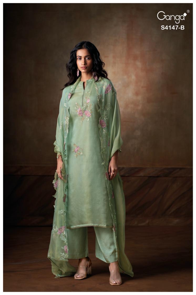 BUY GANGA SUITS SINGLE PIECE GANGA DIYARA S4147 FRONT VIEW