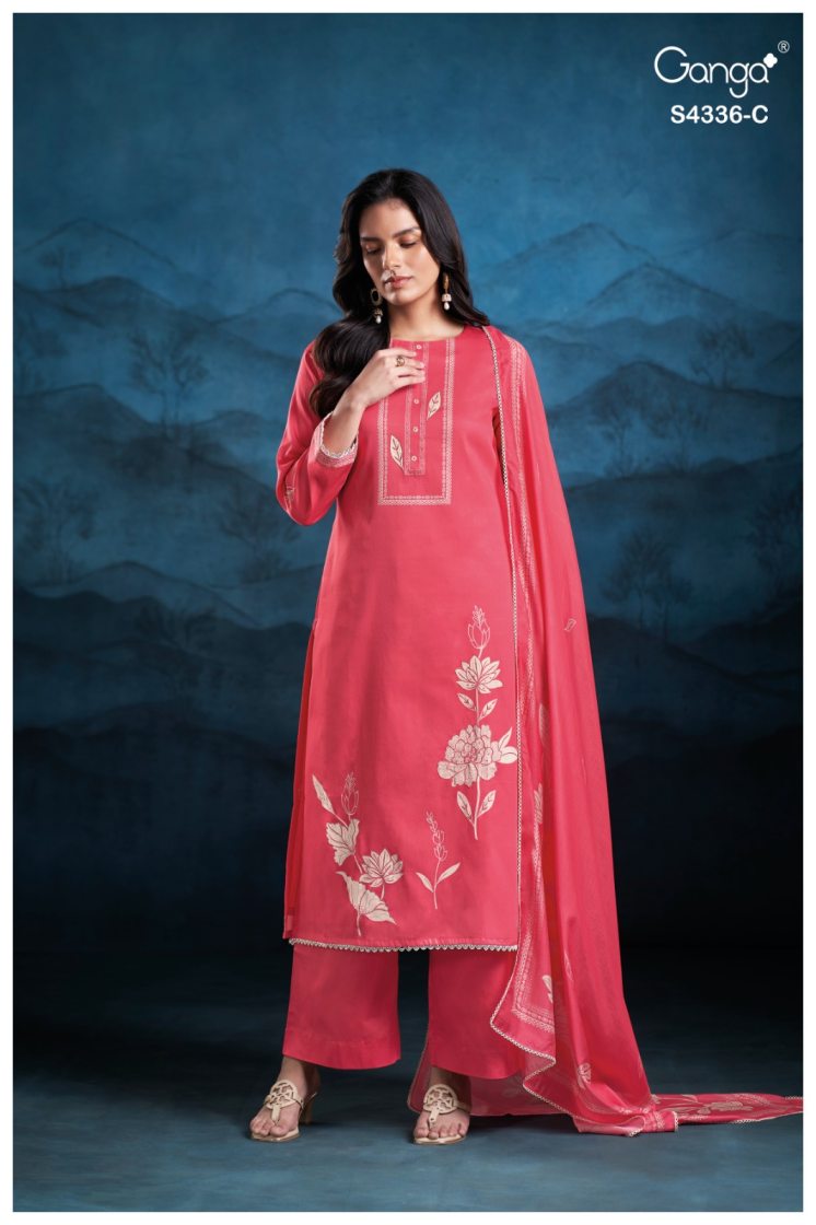 BUY GANGA SUITS ONLINE GANGA DIYRA S4336 DUPATTA DESIGN