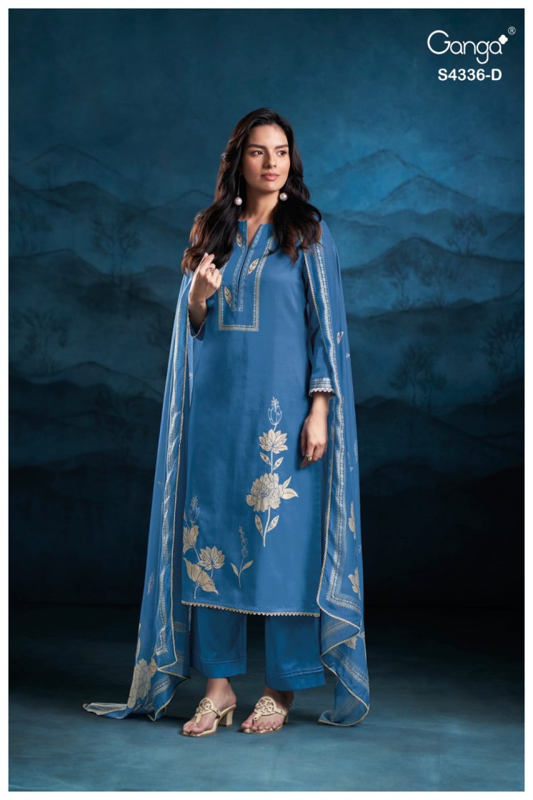 BUY GANGA SUITS ONLINE GANGA DIYRA S4336 FABRIC DETAIL