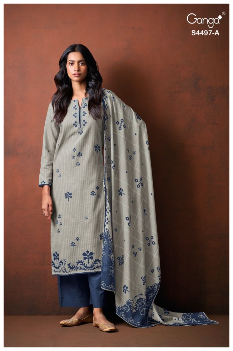 BUY GANGA SUITS ONLINE GANGA DREERA S4497 FRONT VIEW