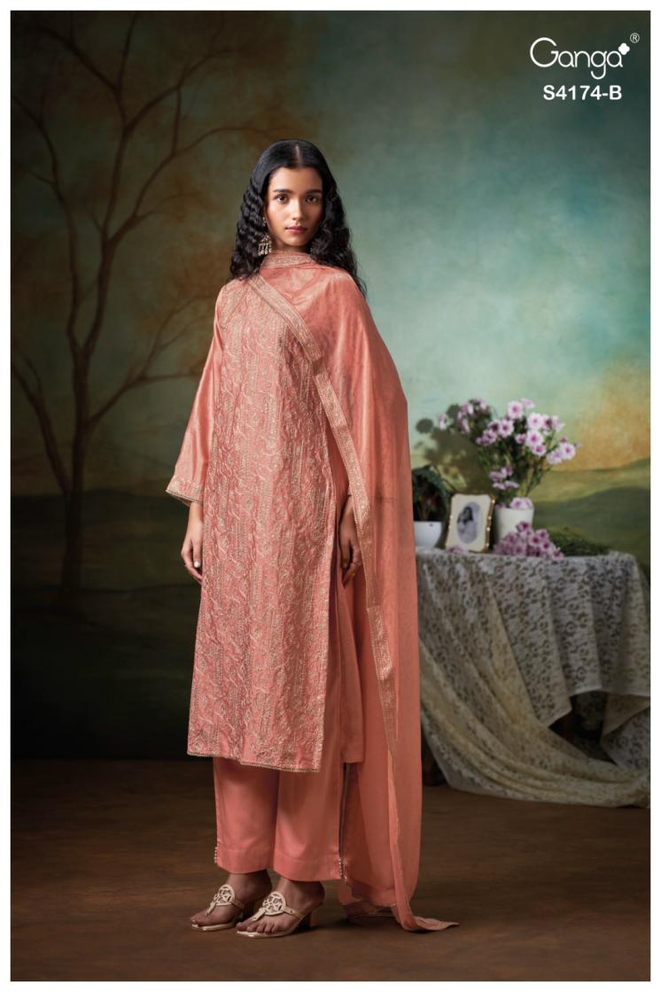 BUY GANGA SUITS SINGLE PIECE GANGA DRITIHA S4174 FABRIC DETAIL