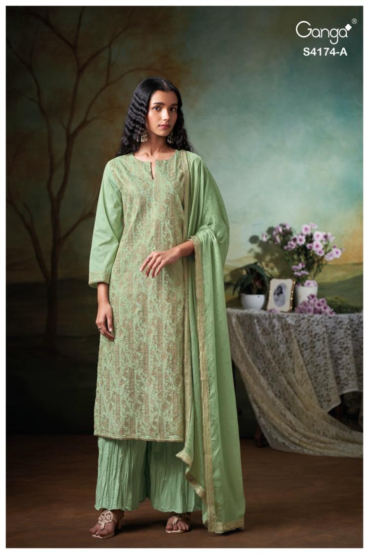 BUY GANGA SUITS SINGLE PIECE GANGA DRITIHA S4174 FRONT VIEW