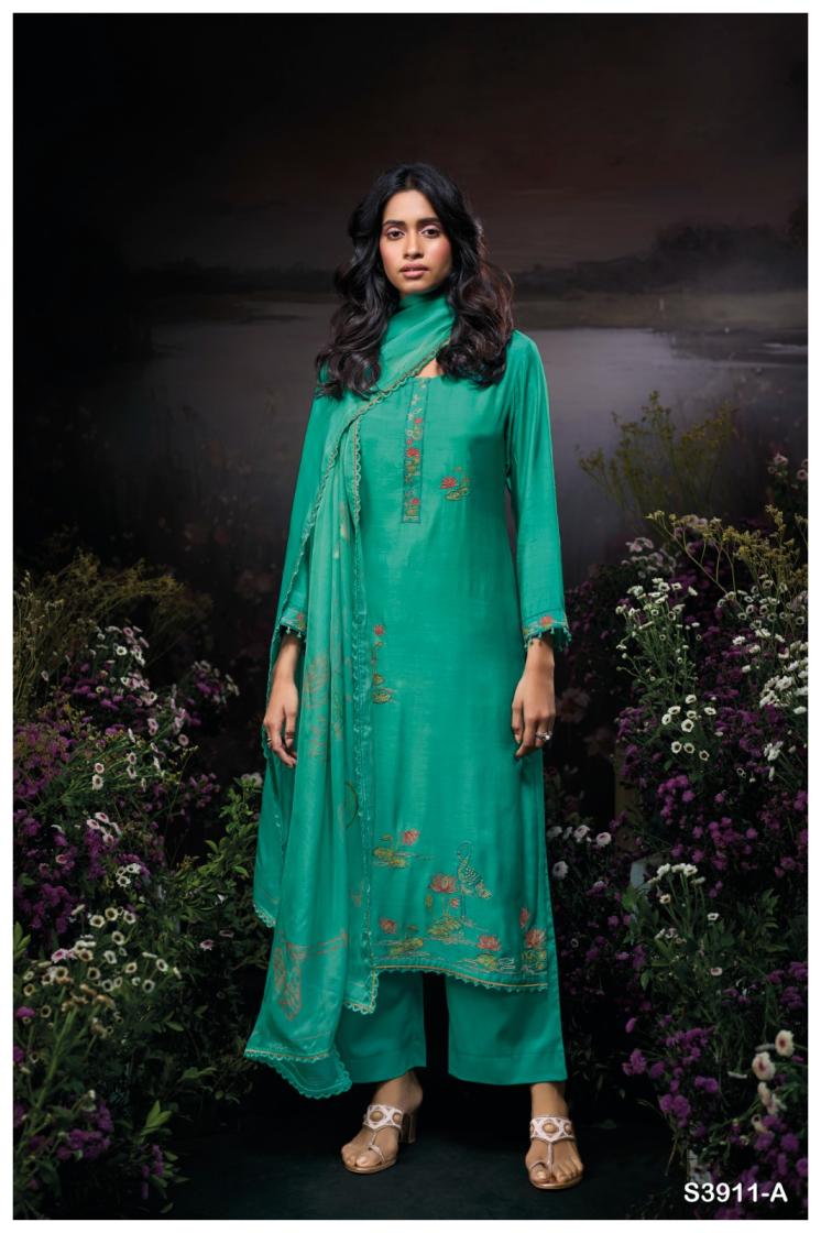BUY GANGA SUITS SINGLE PIECE GANGA DRUELLA S3911 FABRIC DETAIL