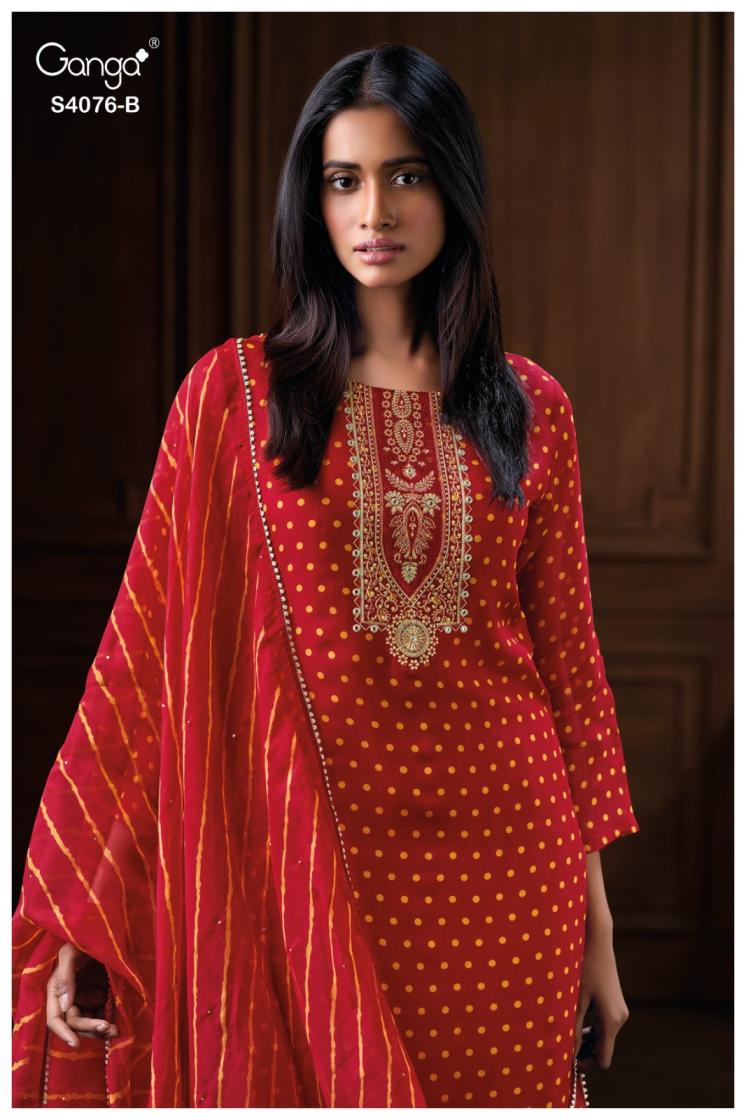 BUY GANGA SUITS WITH PRICE GANGA ENYARA S4076 NEW CATALOGUE