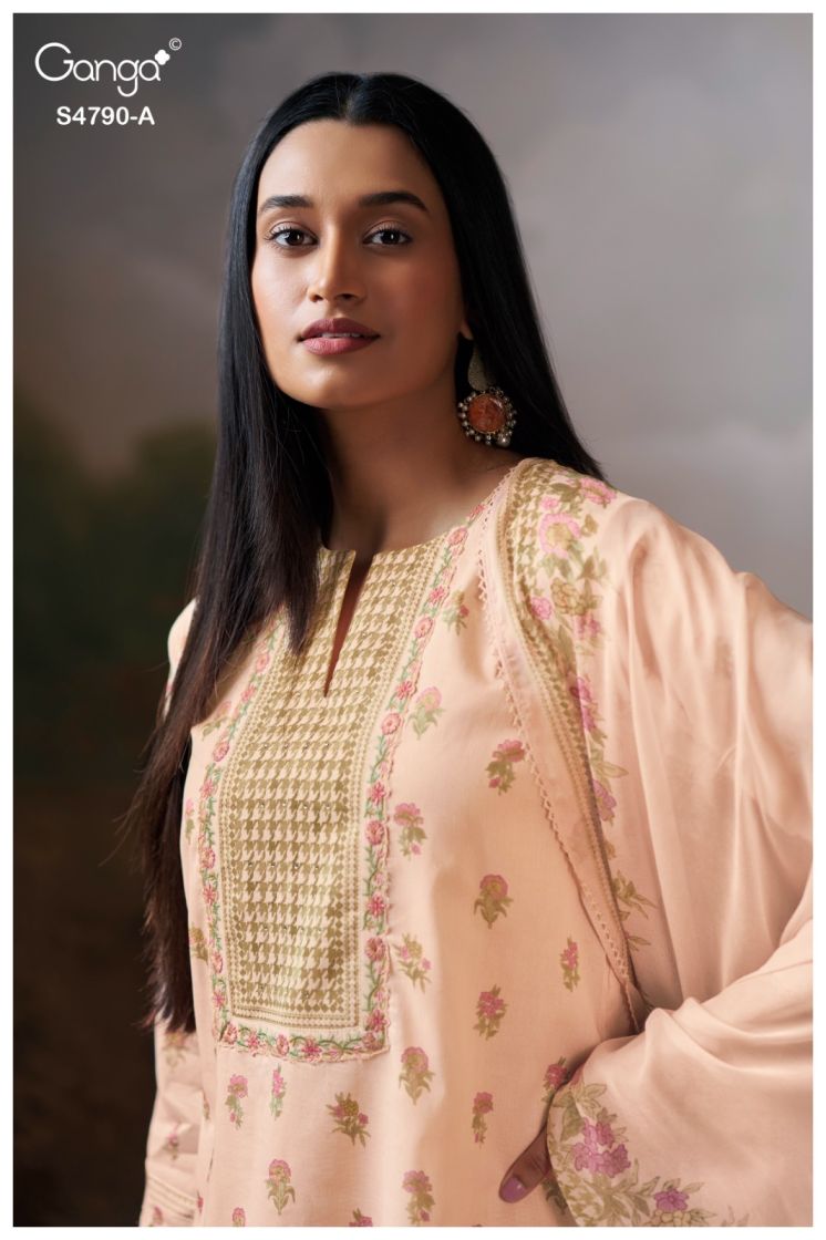 BUY GANGA SUITS SINGLE PIECE GANGA ESHMITA S4790 CLOSEUP IMAGE