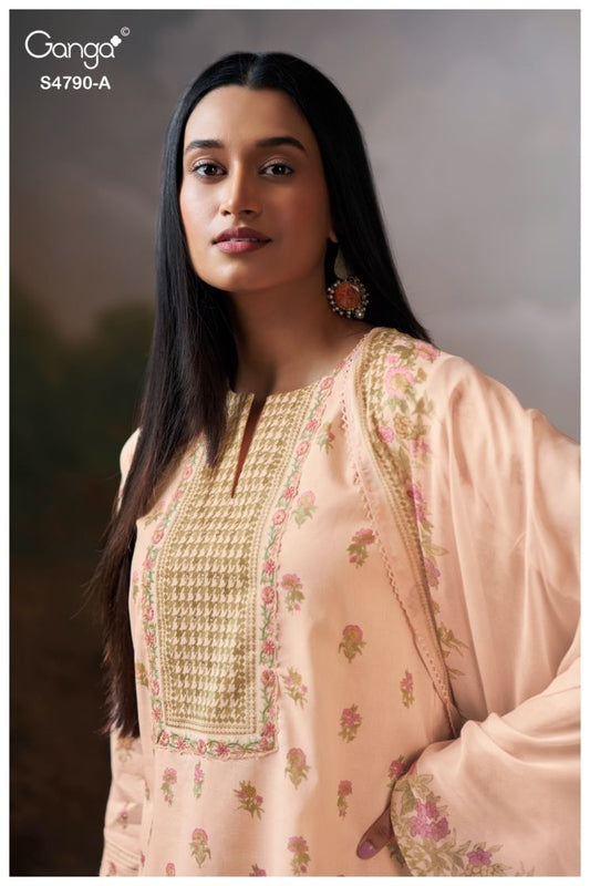 BUY GANGA SUITS SINGLE PIECE GANGA ESHMITA S4790 CLOSEUP IMAGE