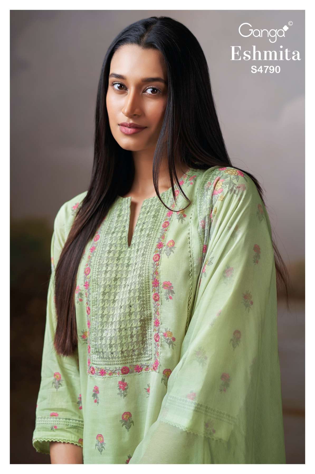 BUY GANGA SUITS SINGLE PIECE GANGA ESHMITA S4790 FABRIC DETAIL