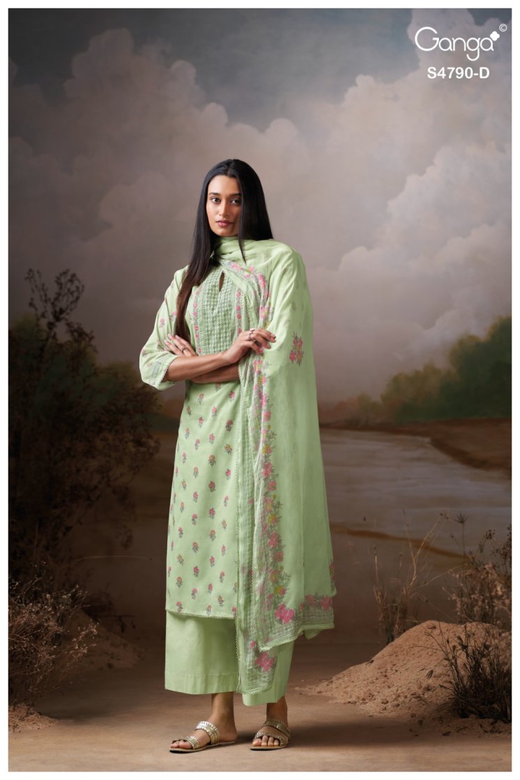 BUY GANGA SUITS SINGLE PIECE GANGA ESHMITA S4790 DUPATTA DESIGN