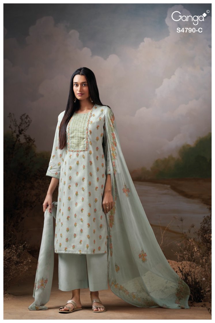 BUY GANGA SUITS SINGLE PIECE GANGA ESHMITA S4790 FRONT VIEW