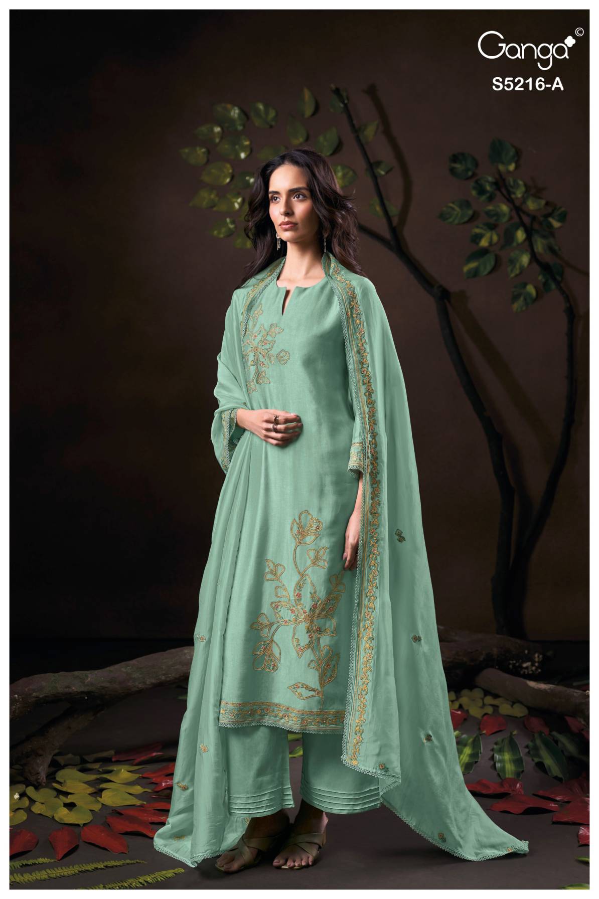 BUY GANGA SUITS GANGA FAELIA S5216 DUPATTA DESIGN
