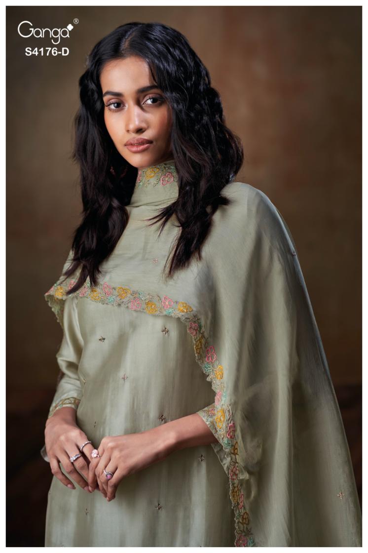 BUY GANGA UNSTITCHED SUITS ONLINE GANGA FARISHA S4176 BACK VIEW