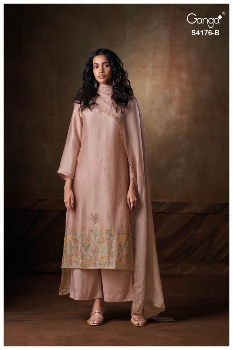 BUY GANGA UNSTITCHED SUITS ONLINE GANGA FARISHA S4176 FULL SET