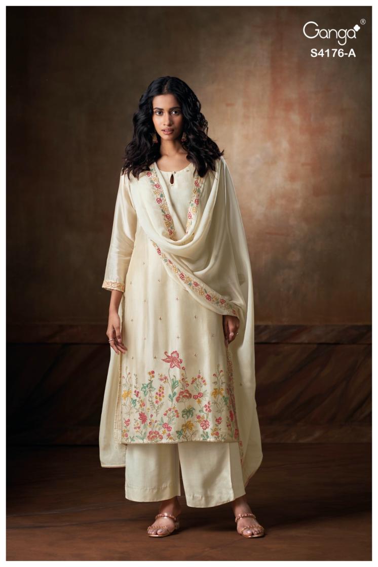BUY GANGA UNSTITCHED SUITS ONLINE GANGA FARISHA S4176 FRONT VIEW