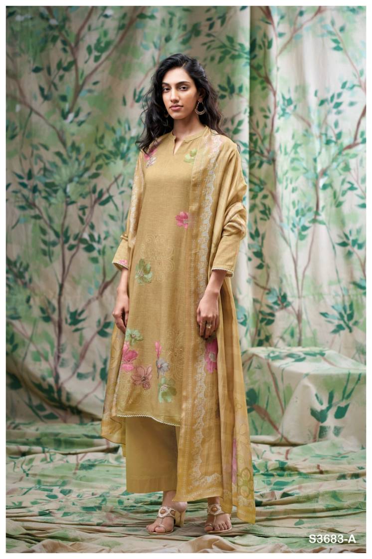 BUY GANGA SUITS SINGLE PIECE GANGA FARNAZ S3683 FRONT VIEW