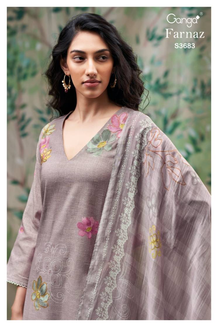 BUY GANGA SUITS SINGLE PIECE GANGA FARNAZ S3683 TOP DESIGN