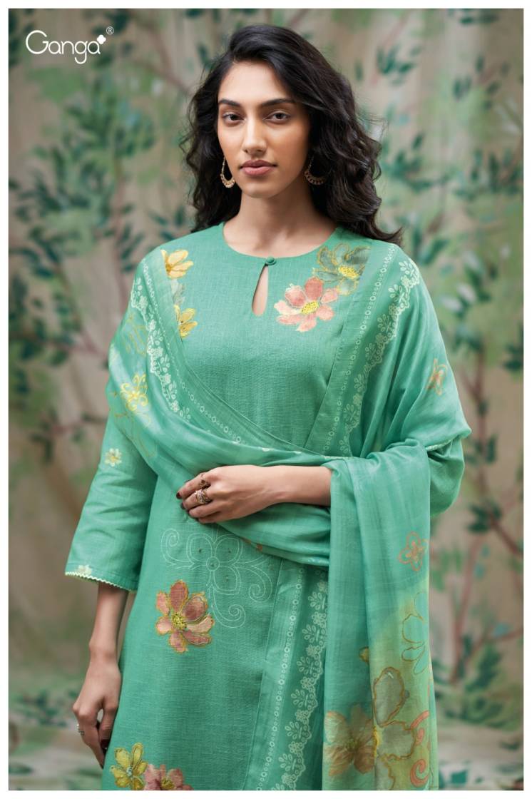 BUY GANGA SUITS SINGLE PIECE GANGA FARNAZ S3683 BACK VIEW