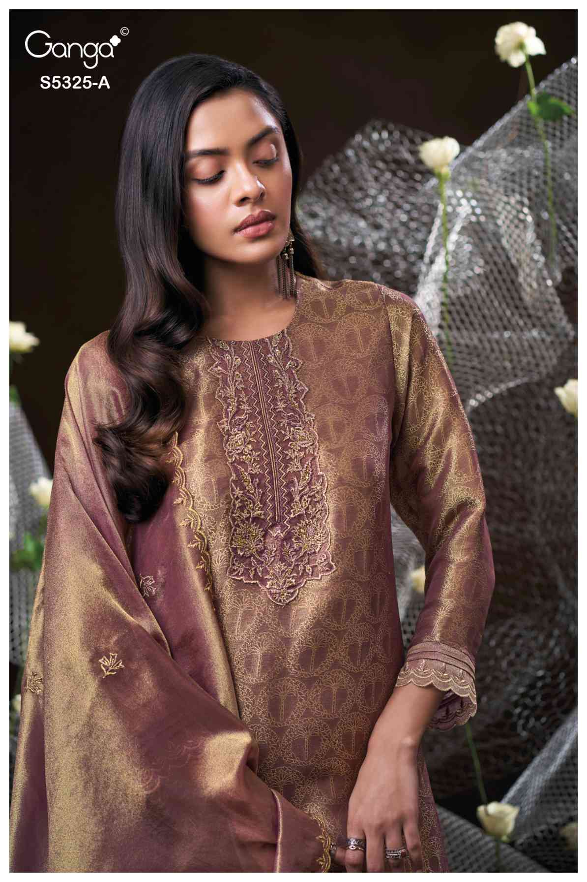 BUY GANGA SUITS GANGA FAVENA S5325 FABRIC DETAIL