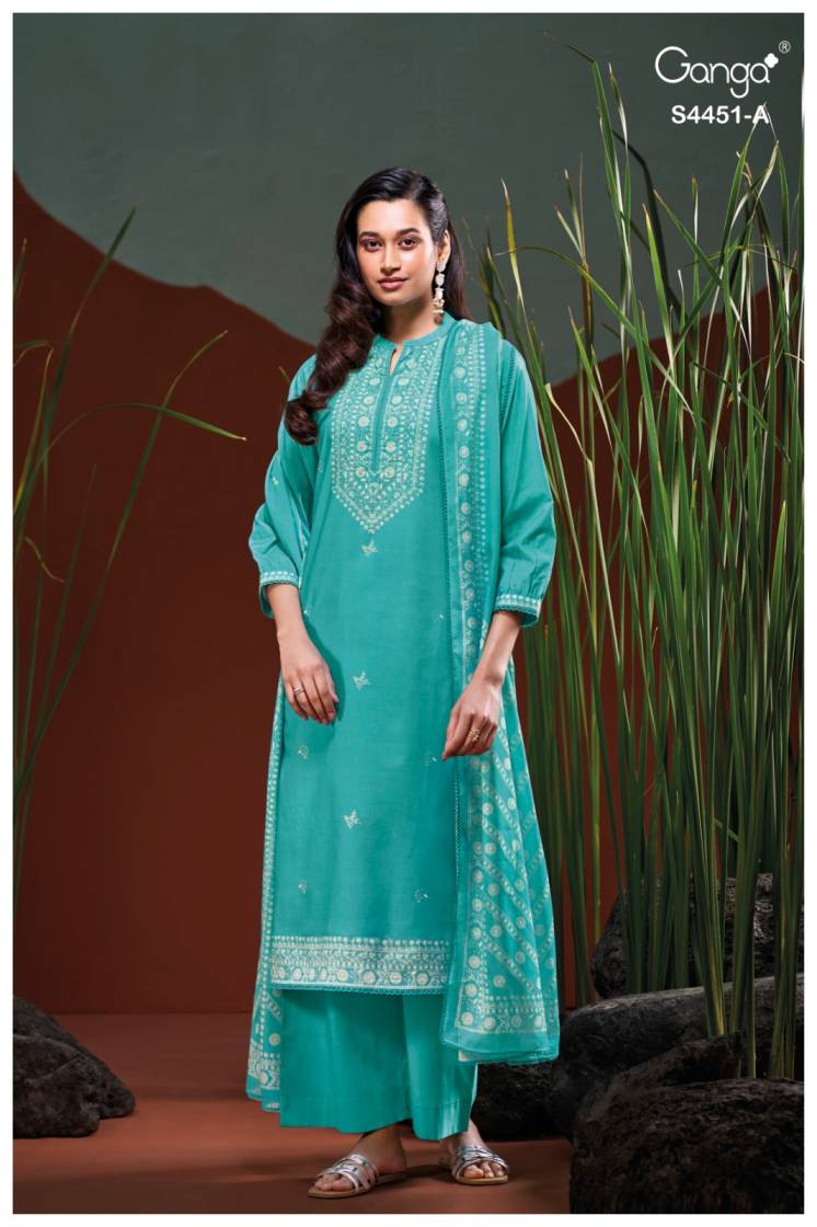 BUY GANGA SUITS ONLINE SALE GANGA FELORA S4451 DUPATTA DESIGN