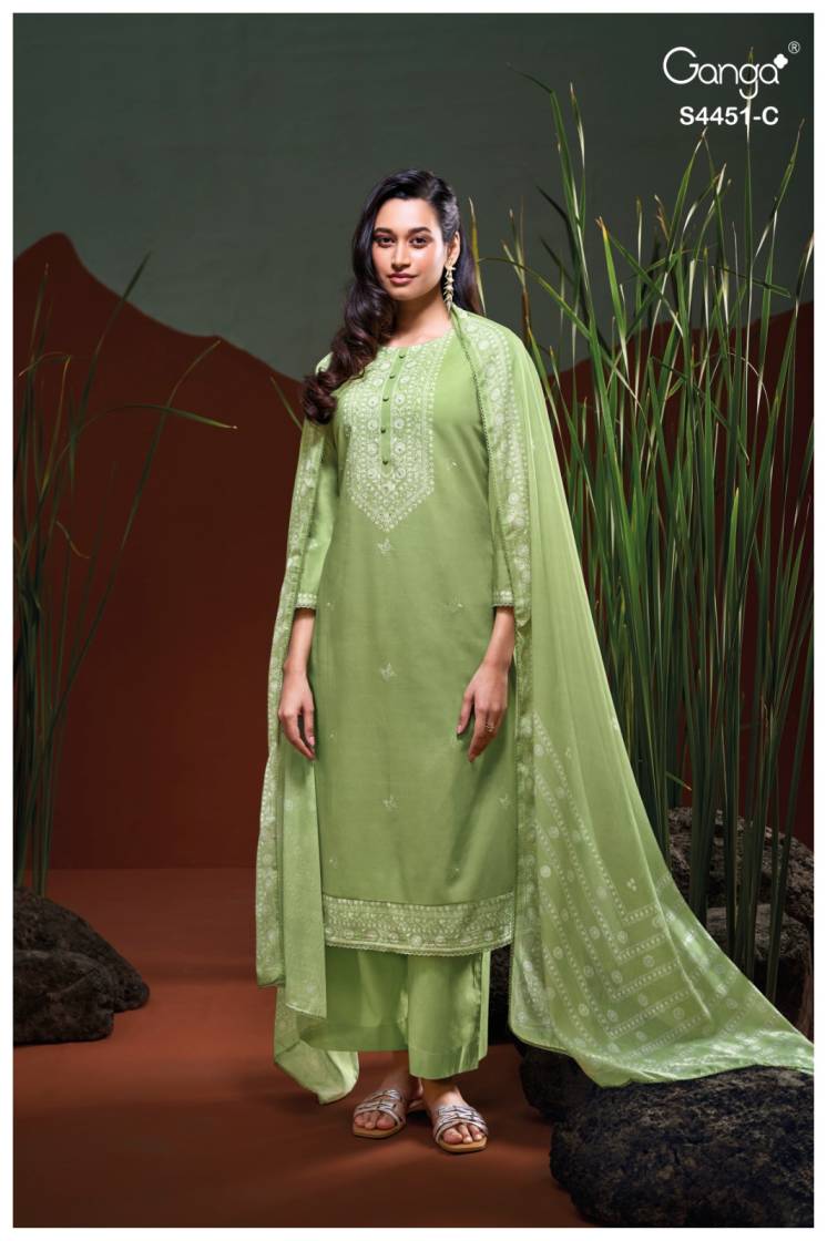 GANGA FELORA S4451 PREMIUM PURE COTTON PRINTED SUIT