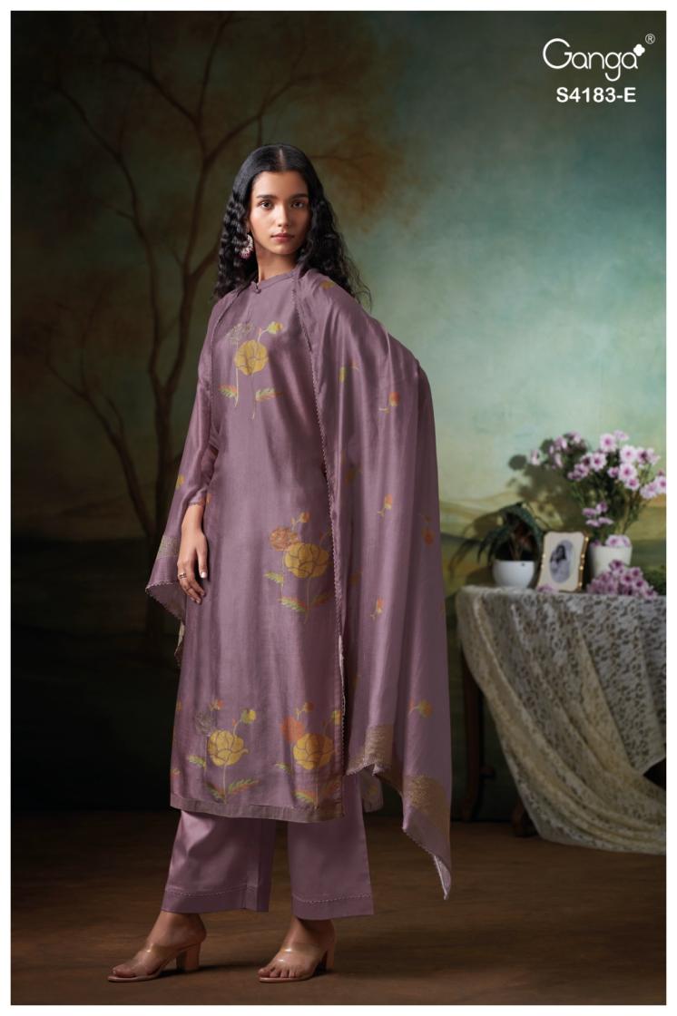 BUY GANGA SUITS ONLINE SINGLE PIECE GANGA FERIEL S4183 FABRIC DETAIL