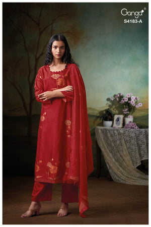 GANGA FERIEL S4183 PREMIUM PURE BEMBERG RUSSIANSILK SUIT