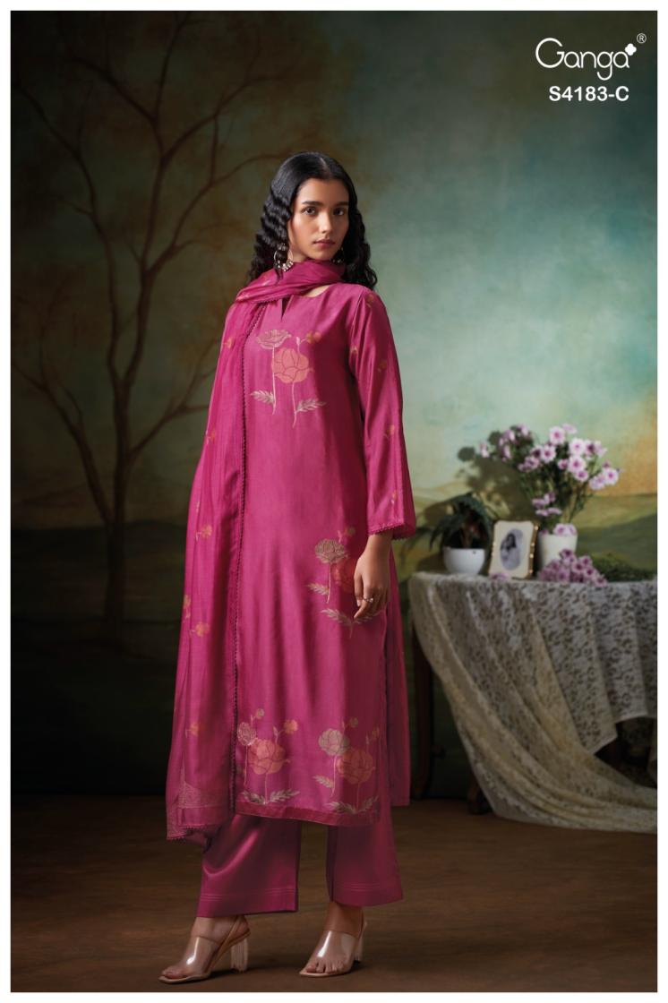 BUY GANGA SUITS ONLINE SINGLE PIECE GANGA FERIEL S4183 FRONT VIEW