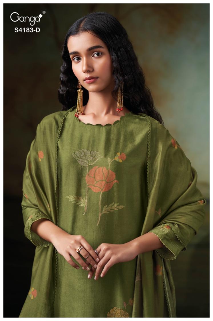 BUY GANGA SUITS ONLINE SINGLE PIECE GANGA FERIEL S4183 LATEST DESIGN IMAGE

