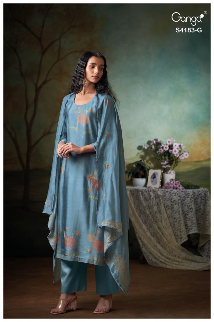 BUY GANGA SUITS ONLINE SINGLE PIECE GANGA FERIEL S4183 BACK VIEW