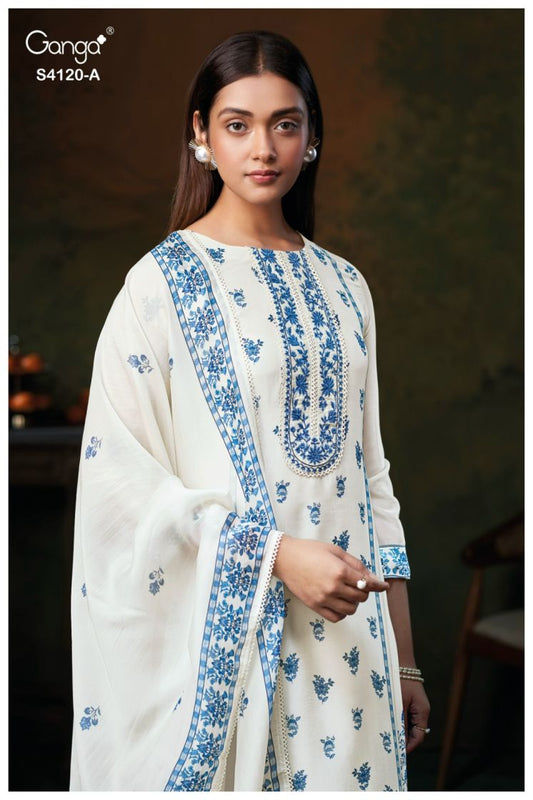 BUY GANGA SUITS ONLINE WITH PRICE GANGA FERYNA S4120 FABRIC DETAIL