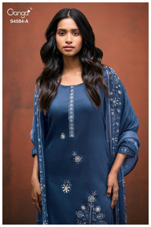 GANGA FESKA S4584 PREMIUM COTTON SATIN SUIT