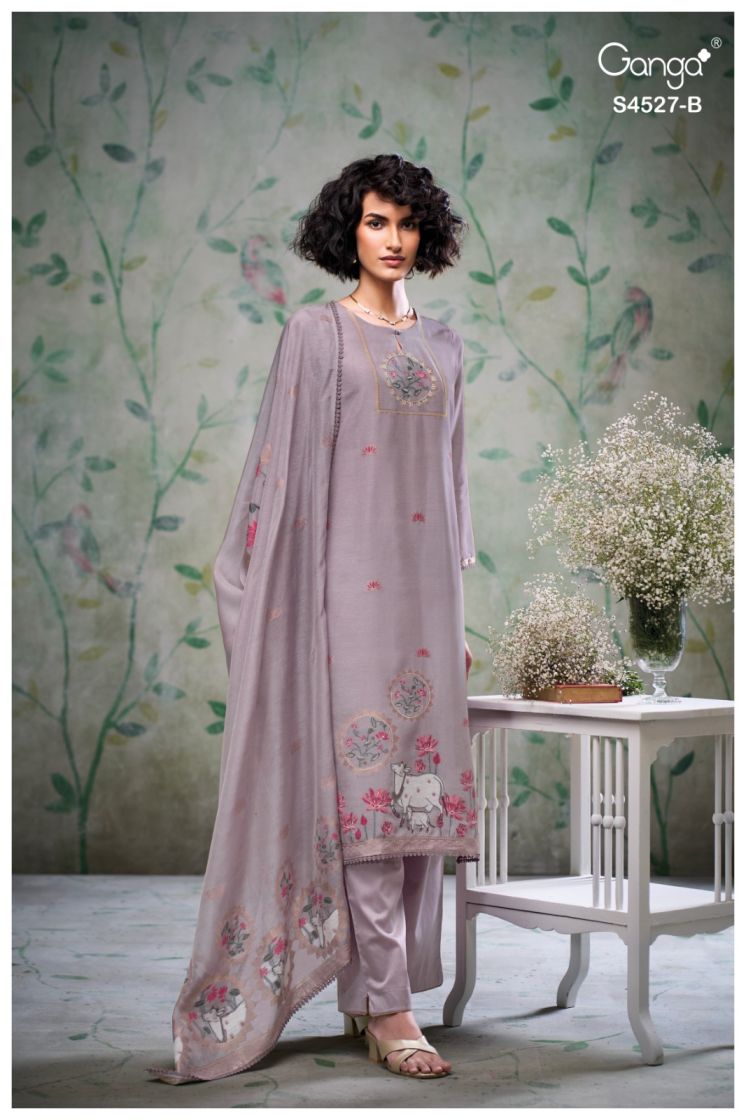 BUY GANGA SUITS ONLINE SALE GANGA GABRIELLA S4527 DUPATTA DESIGN