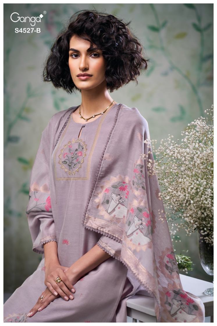 BUY GANGA SUITS ONLINE SALE GANGA GABRIELLA S4527 FABRIC DETAIL