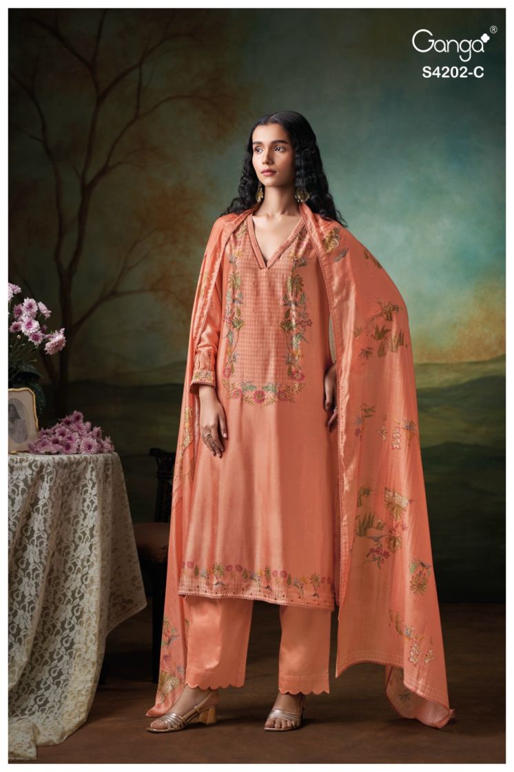 BUY GANGA SUITS ONLINE GANGA GIENA S4202 BACK VIEW