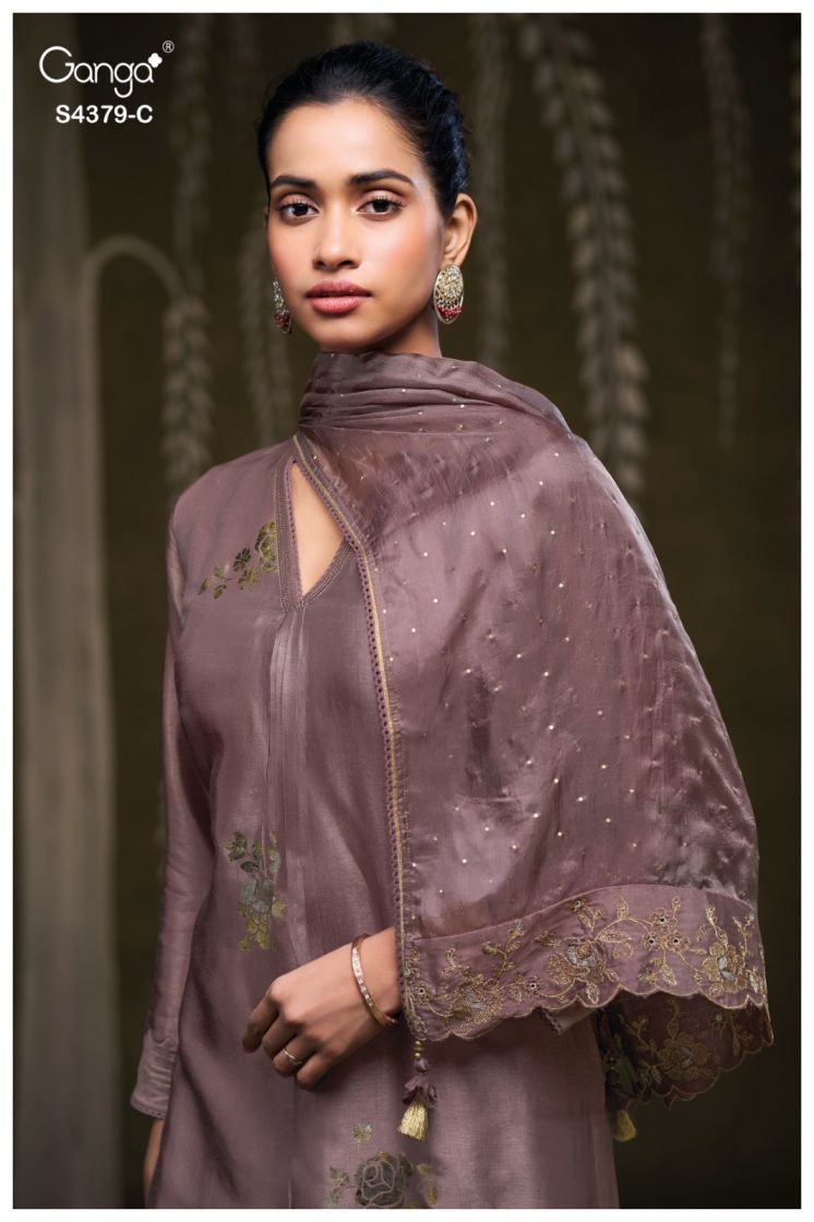 BUY GANGA SUITS SINGLE PIECE GANGA GLYNA S4379 DUPATTA DESIGN
