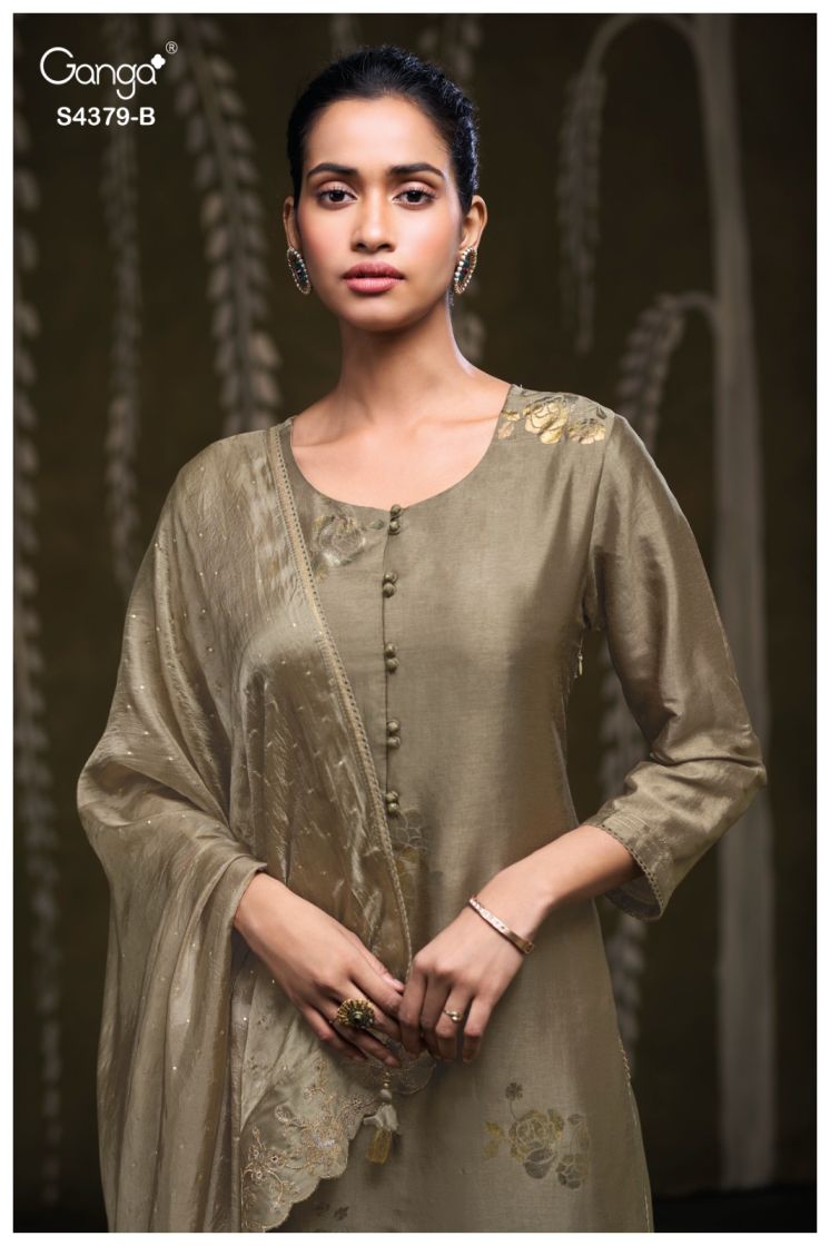 BUY GANGA SUITS SINGLE PIECE GANGA GLYNA S4379 FABRIC DETAIL