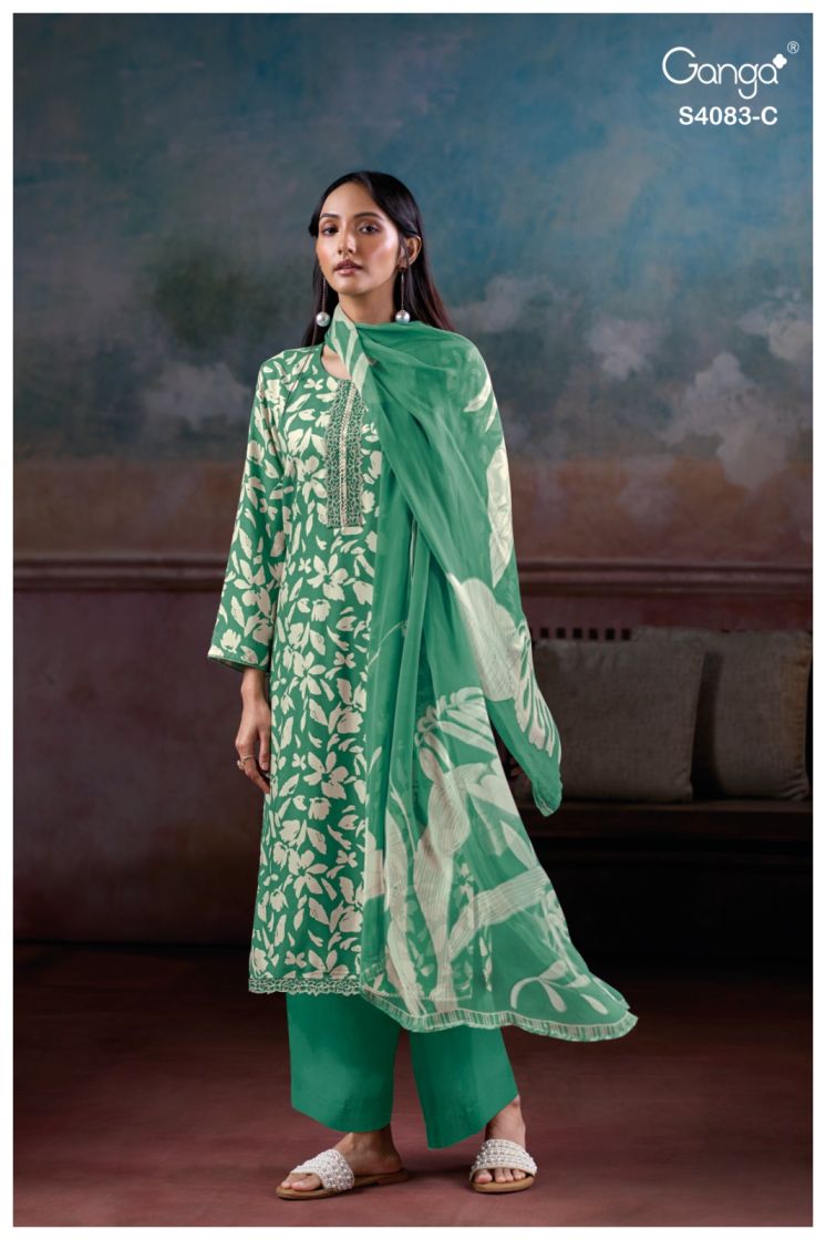 BUY GANGA SUITS WITH PRICE GANGA GYNAH S4083 DUPATTA DESIGN