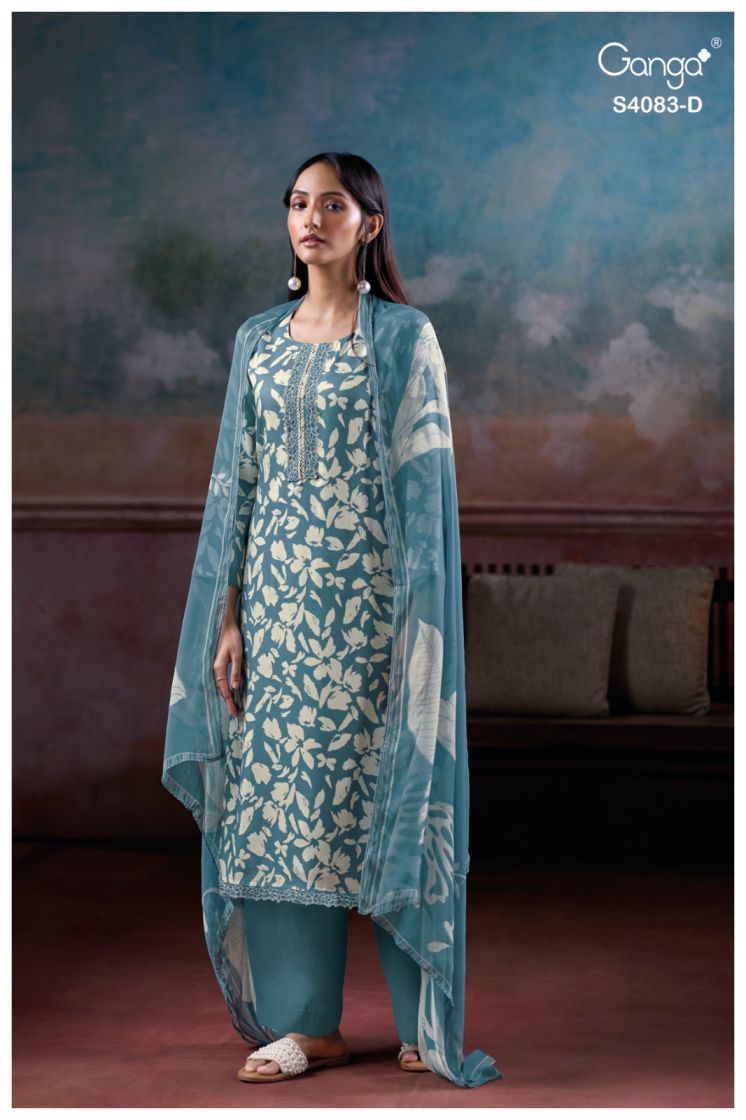 BUY GANGA SUITS WITH PRICE GANGA GYNAH S4083 FABRIC DETAIL