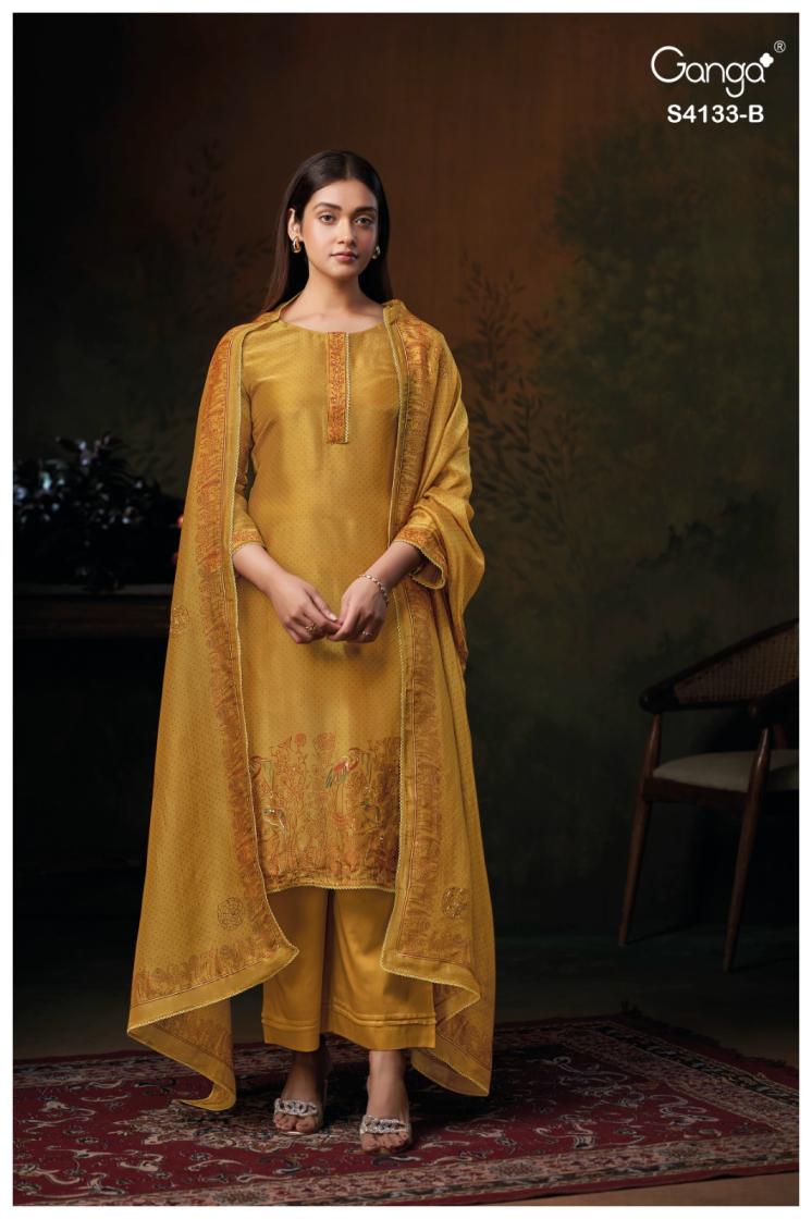 BUY GANGA SUITS WITH PRICE GANGA HAMSINI S4133 DUPATTA DESIGN