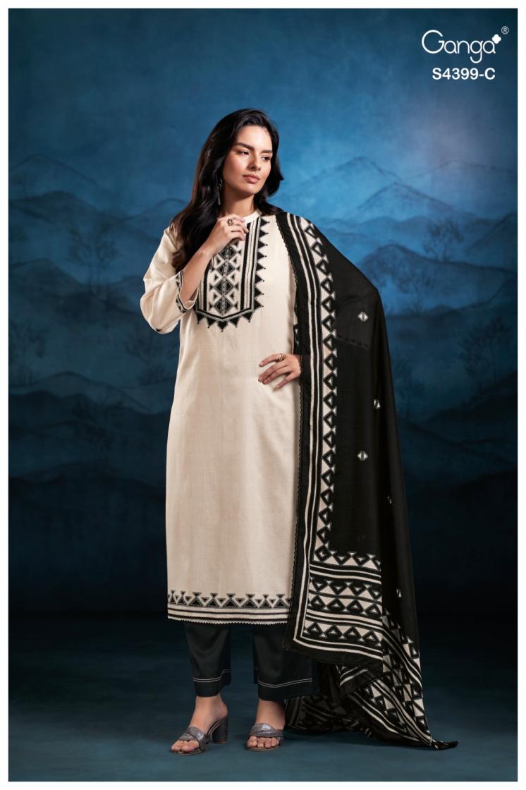 BUY GANGA SUITS ONLINE GANGA HELYNN S4399 DUPATTA DESIGN