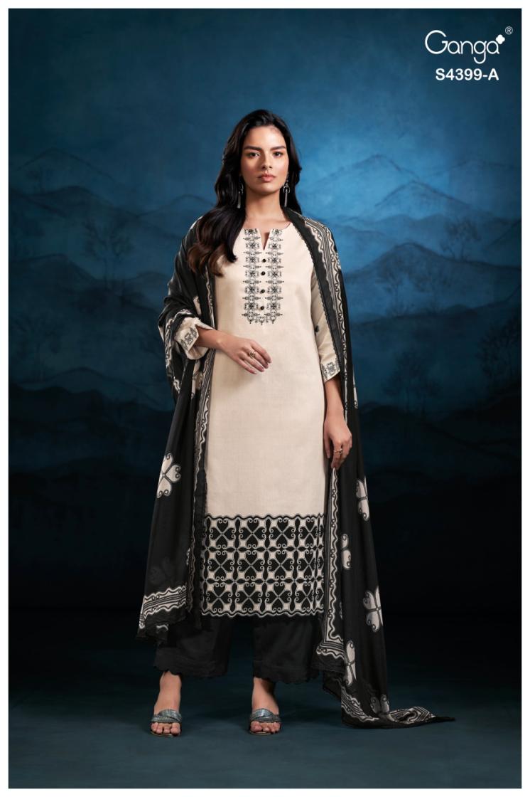 BUY GANGA SUITS ONLINE GANGA HELYNN S4399 FABRIC DETAIL