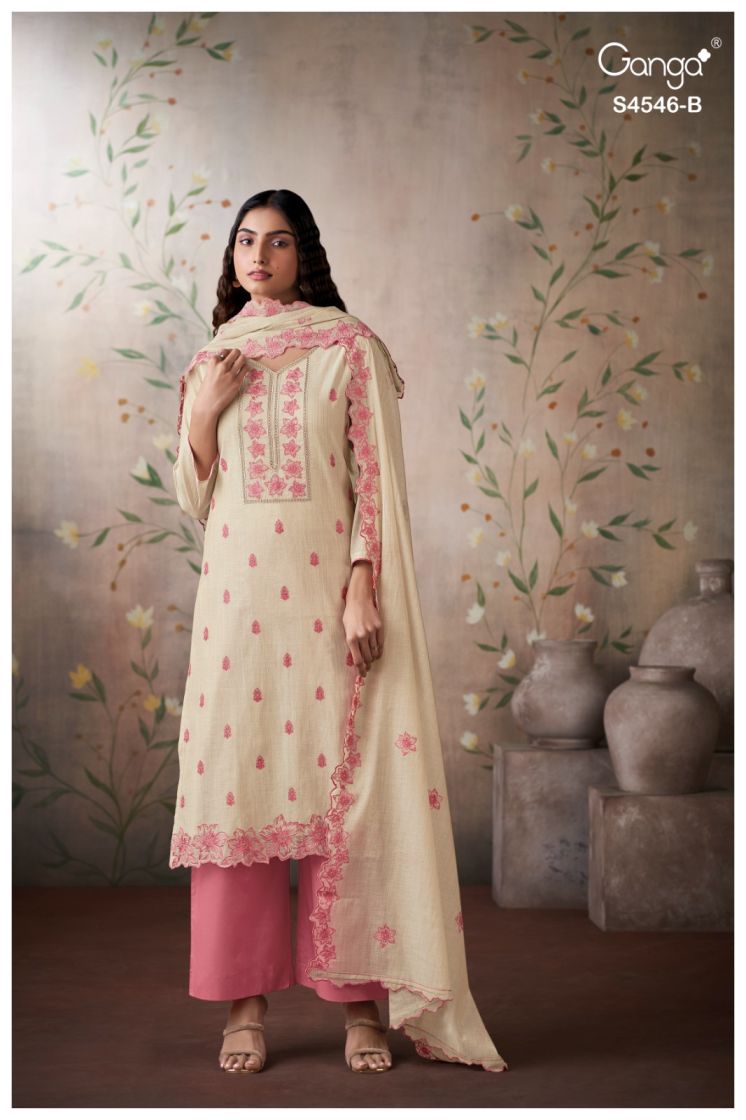 BUY GANGA SUITS ONLINE SALE GANGA HESTIA S4546 DUPATTA DESIGN
