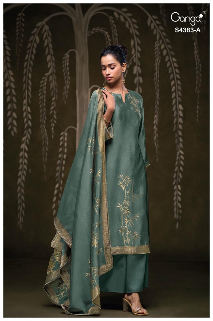 BUY GANGA SUITS SINGLE PIECE GANGA HRIDAYA S4383 DUPATTA DESIGN
