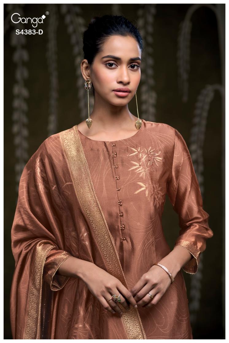 BUY GANGA SUITS SINGLE PIECE GANGA HRIDAYA S4383 FABRIC DETAIL